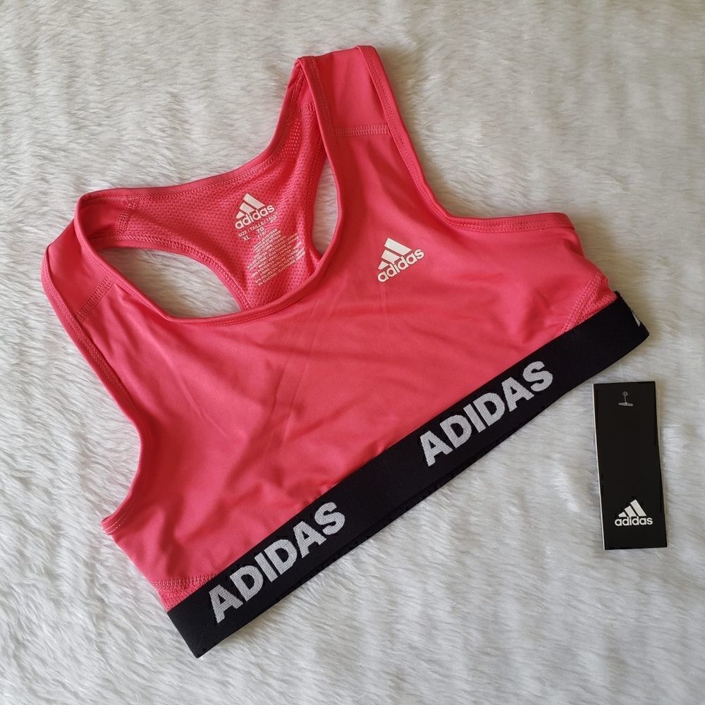 Adidas Pink Black White Sports Bra Women's Small S / Girls XL Primeknit New